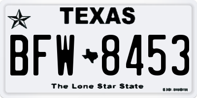 TX license plate BFW8453