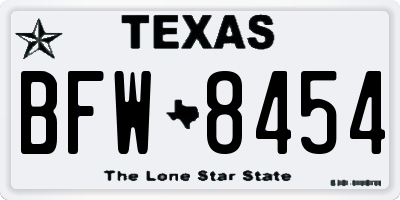 TX license plate BFW8454