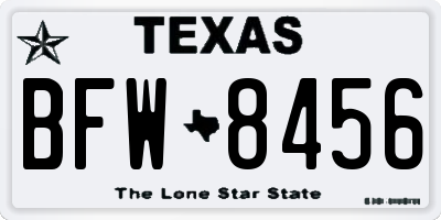TX license plate BFW8456