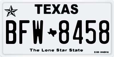 TX license plate BFW8458