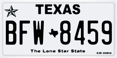 TX license plate BFW8459