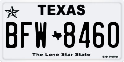 TX license plate BFW8460