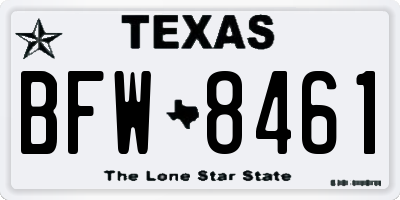 TX license plate BFW8461