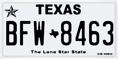 TX license plate BFW8463