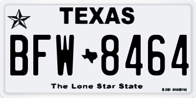 TX license plate BFW8464