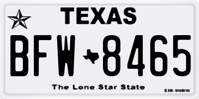 TX license plate BFW8465