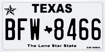 TX license plate BFW8466