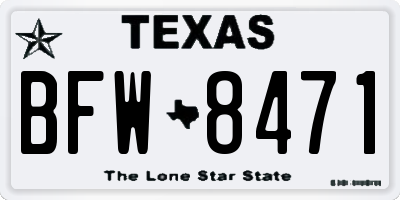 TX license plate BFW8471