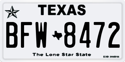 TX license plate BFW8472
