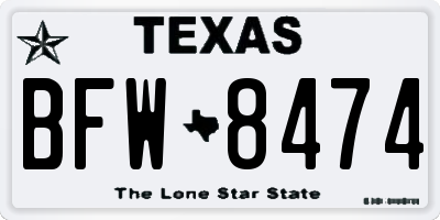 TX license plate BFW8474