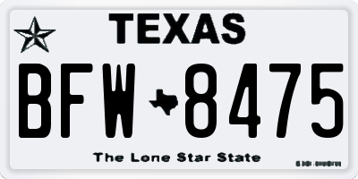 TX license plate BFW8475