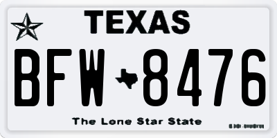 TX license plate BFW8476