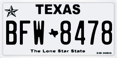 TX license plate BFW8478