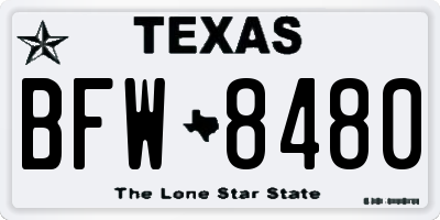 TX license plate BFW8480