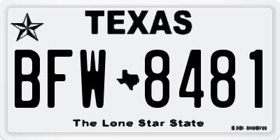 TX license plate BFW8481