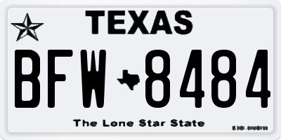 TX license plate BFW8484
