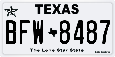 TX license plate BFW8487