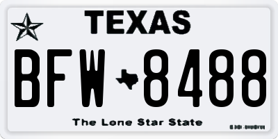 TX license plate BFW8488