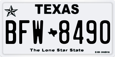 TX license plate BFW8490