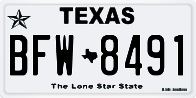 TX license plate BFW8491
