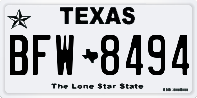 TX license plate BFW8494