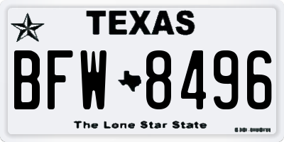 TX license plate BFW8496