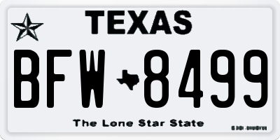 TX license plate BFW8499