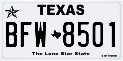 TX license plate BFW8501