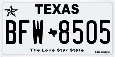 TX license plate BFW8505