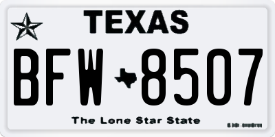 TX license plate BFW8507