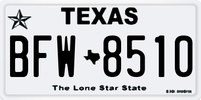 TX license plate BFW8510