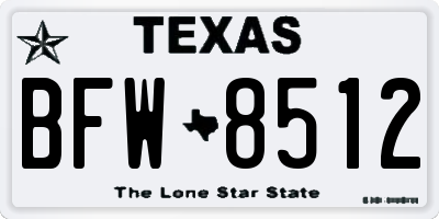 TX license plate BFW8512