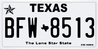TX license plate BFW8513