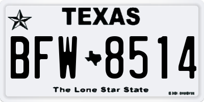 TX license plate BFW8514