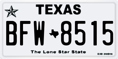 TX license plate BFW8515