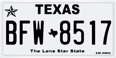 TX license plate BFW8517