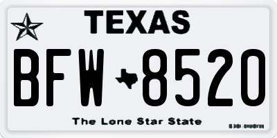 TX license plate BFW8520