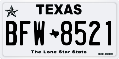 TX license plate BFW8521
