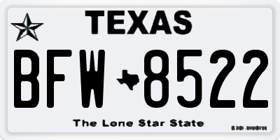 TX license plate BFW8522