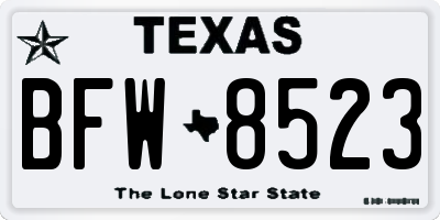 TX license plate BFW8523