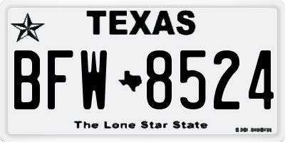 TX license plate BFW8524