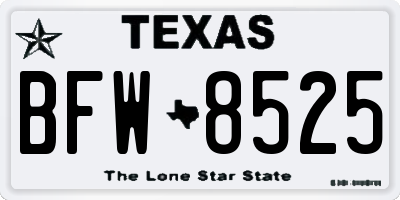 TX license plate BFW8525
