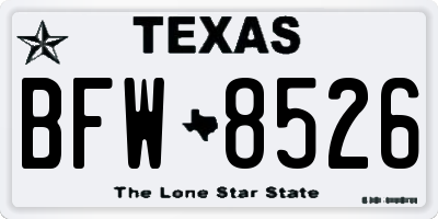 TX license plate BFW8526