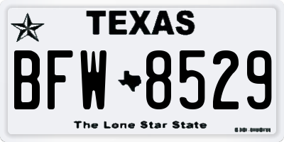 TX license plate BFW8529