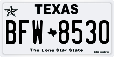 TX license plate BFW8530