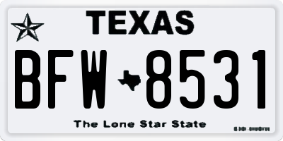 TX license plate BFW8531
