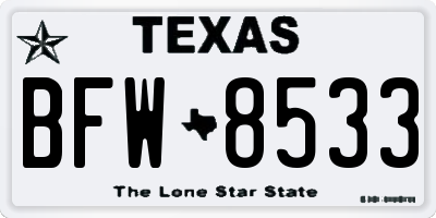 TX license plate BFW8533