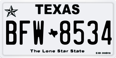 TX license plate BFW8534