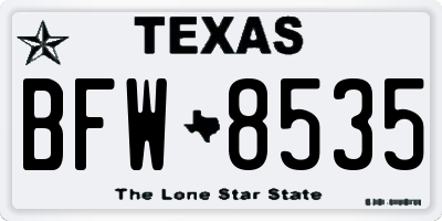 TX license plate BFW8535