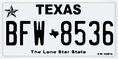 TX license plate BFW8536